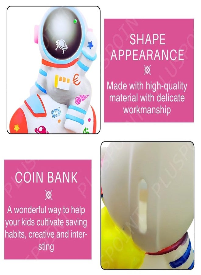 PLUSPOINT DIY Astronaut Piggy bank for kids Paint Decorate Piggy Bank with Gemstone, Stickers, foil art, Markers, Painting Kit DIY Money Coin Bank, Arts and Crafts Birthday Gifts for Kids 5+ Years Old - Image 3